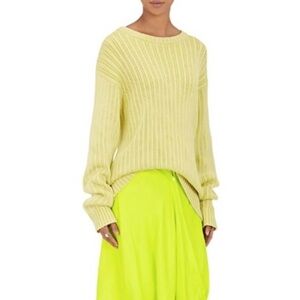 Sies Marjan Ribbed Knit Tunic Sweater In Lime Bright Yellow Green